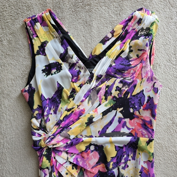 Adrianna Papell sleeveless floral faux wrap dress size 14 - Picture 5 of 15